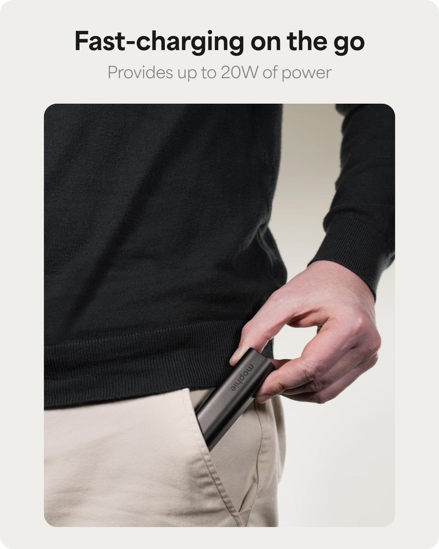Mophie Powerstation Fast 5,000mAh Power Bank |Portable | 20W, Single-Device