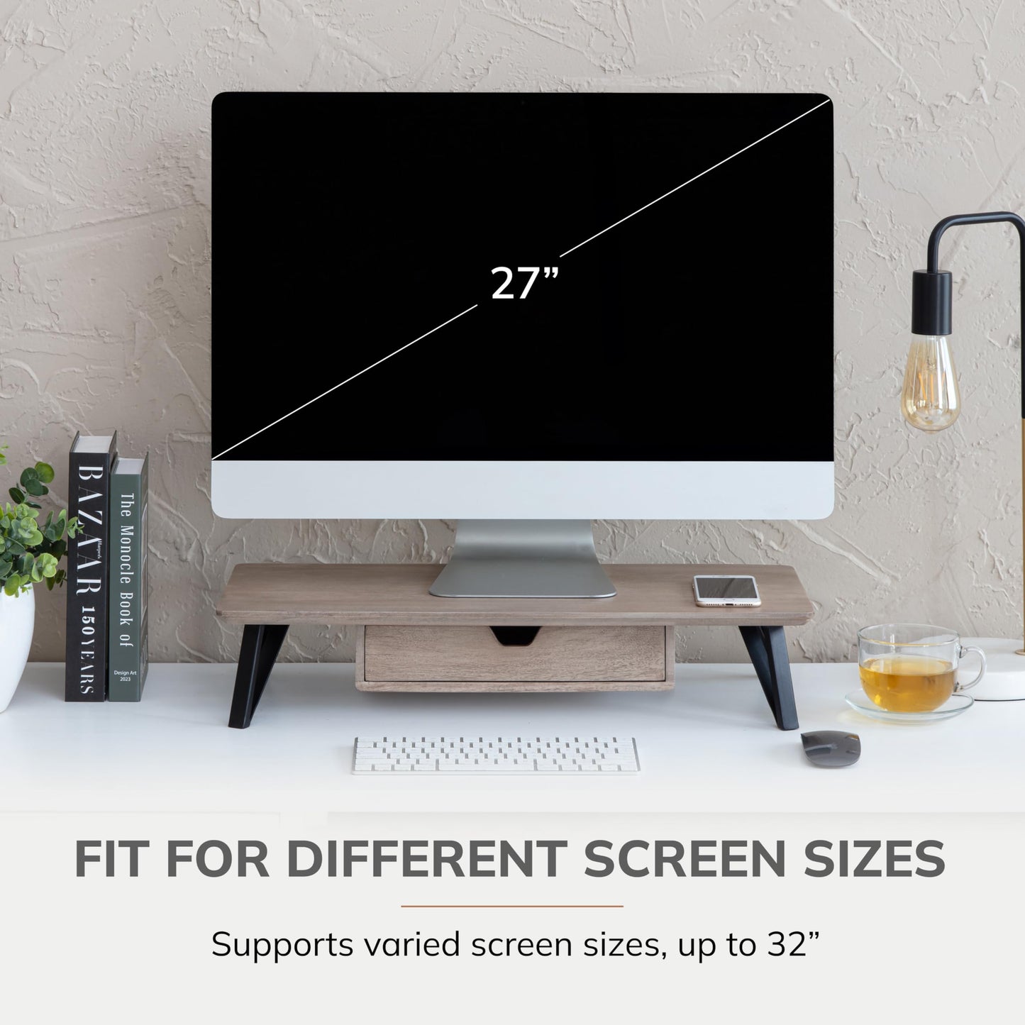 Anji Mountain Monitor Stand - Desktop Organizer & Laptop Riser, Ergonomic Monitor Riser, Space-Saving Monitor Stand for Desk, Durable Construction