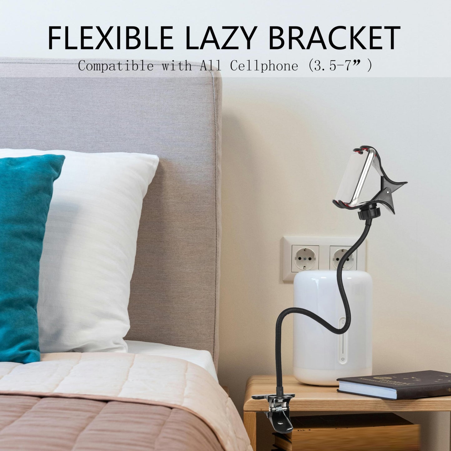 Ltheifaa Cell Phone Holder Gooseneck Mount, Universal Lazy Bracket Flexible Long Arm Clamp Clip Phone Stand for Bed,360 Adjustable DIY Flexible Grip