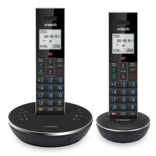 VTech LS6381-2 Bluetooth Speaker with Echo Cancellation, Noise Reduction, Music Streaming, PC/Landline/Cellular Calls, Paired with DECT6.0 Cordless