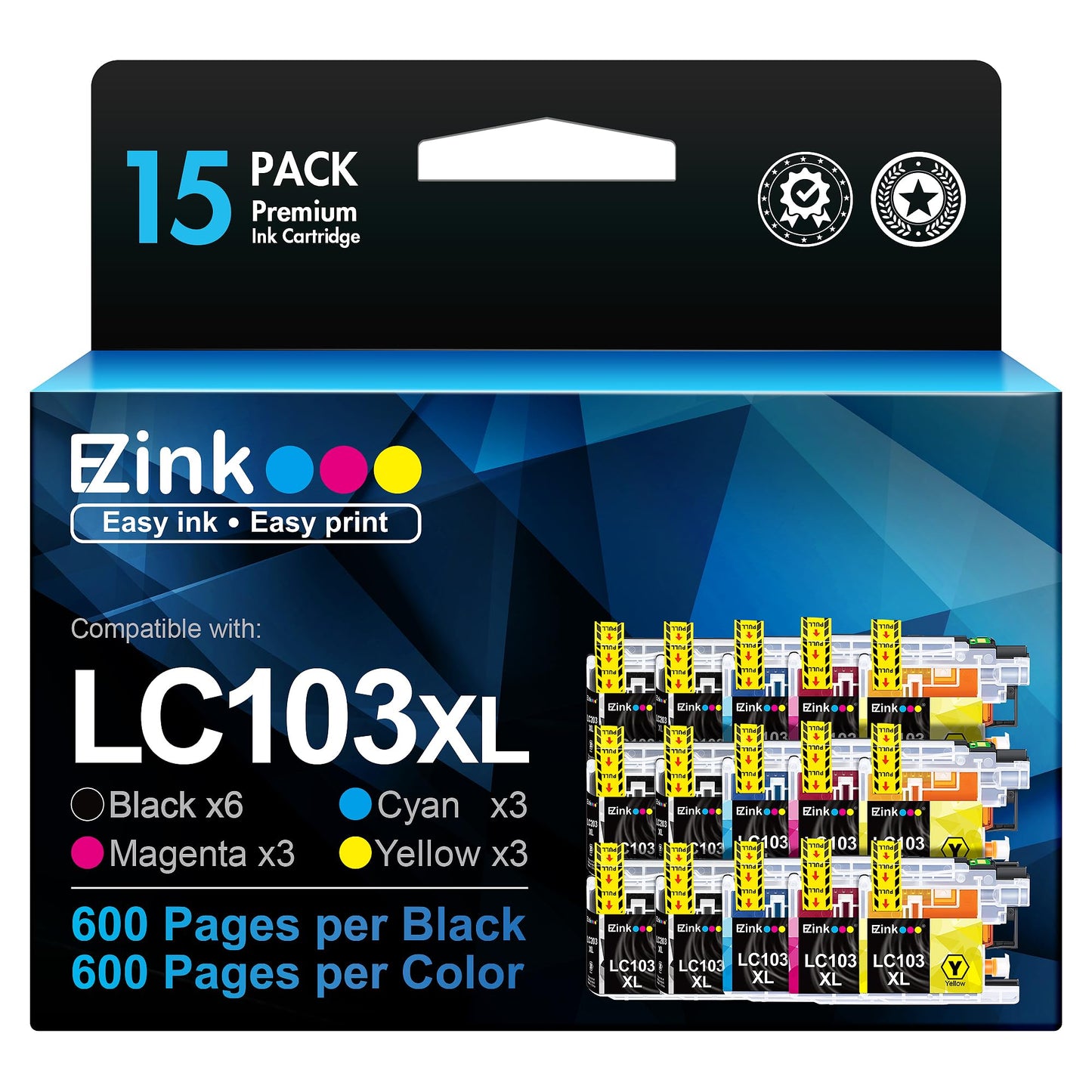 E-Z Ink LC103 Ink Cartridges for Brother Printer LC103XL LC103 XL LC101