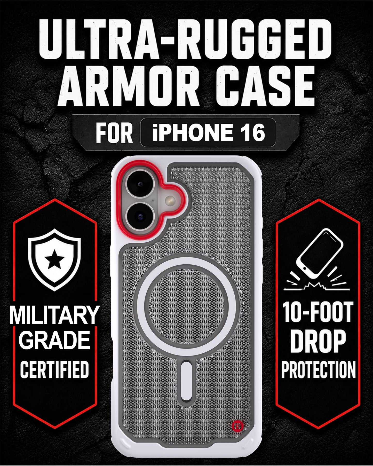 Gadget Guard for iPhone 16 Case for MagSafe, Rugged Phone Cover White