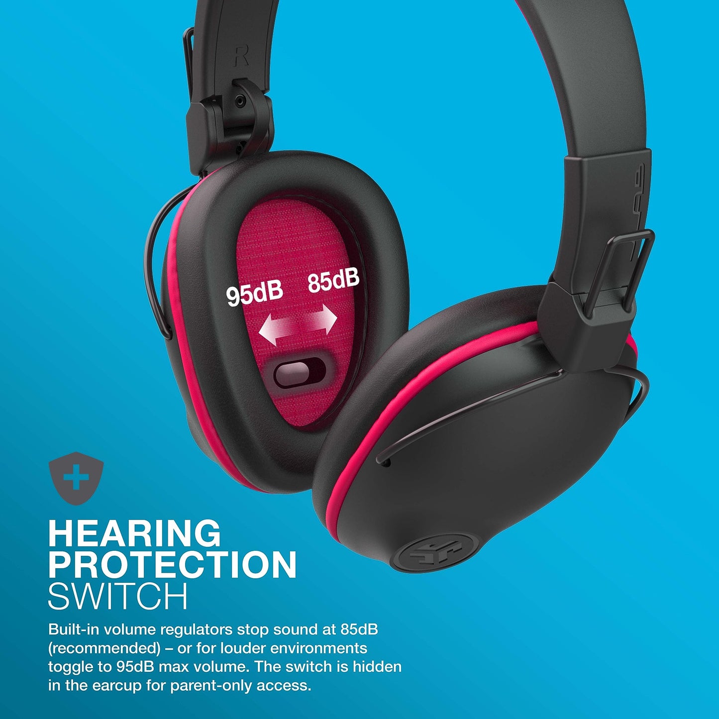 JLab JBuddies Pro Wireless Over-Ear Kids Headphones, 35+ Hour Battery Life, Built-in Volume Regulators for Safety, Share Mode, Folding, Adjustable…