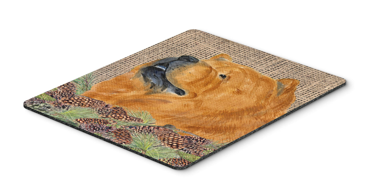 Caroline's Treasures SS4091MP Chow Chow on Faux Burlap with Pine Cones Mouse Pad, Hot Pad or Trivet for Home Office Gaming Working Computers Laptop