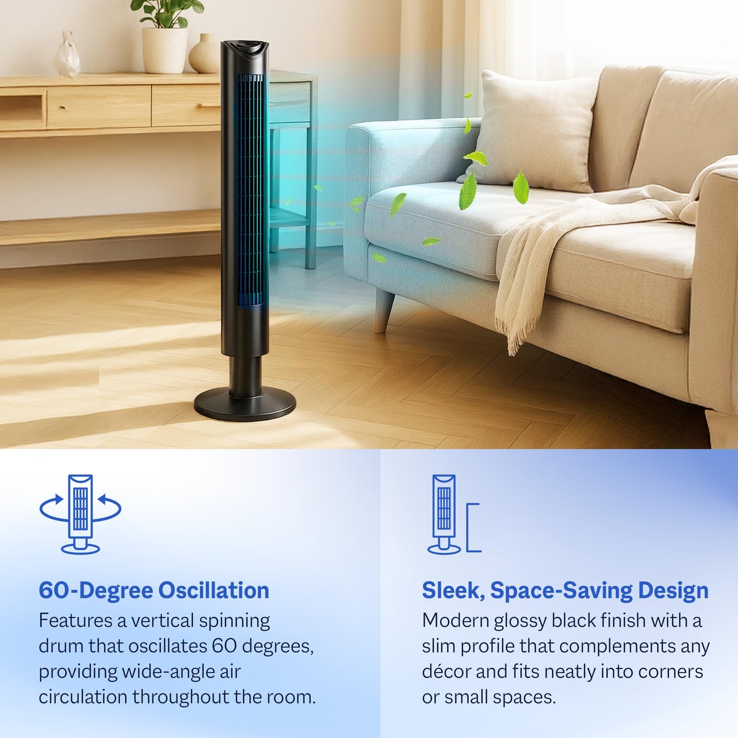 Cool Living 36-Inch 3-Speed Oscillating Tower Fan w/ Remote