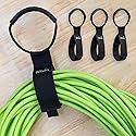 Teal Triangle 3-Pack Cable Straps with Carry Handle, Heavy Duty 15 Inch Gear Ties, Cord Wrap Holds 50 lbs for Garage Storage and Organization, Hook
