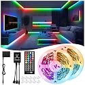 LED Strip Lights 65.6Ft(2 Rolls of 32.8ft), Dimmable 5050 RGB Color Changing Lights Strip with 40 Key IR Remote Controllers, Self-Adhesive Flexible