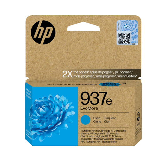 HP 937e EvoMore Cyan Original Ink Cartridge (4S6W6NE) - Works OfficeJet Pro 9110b, 9120 All-in-One, 9120b All-in-One, 9130 All-in-One, 9130b
