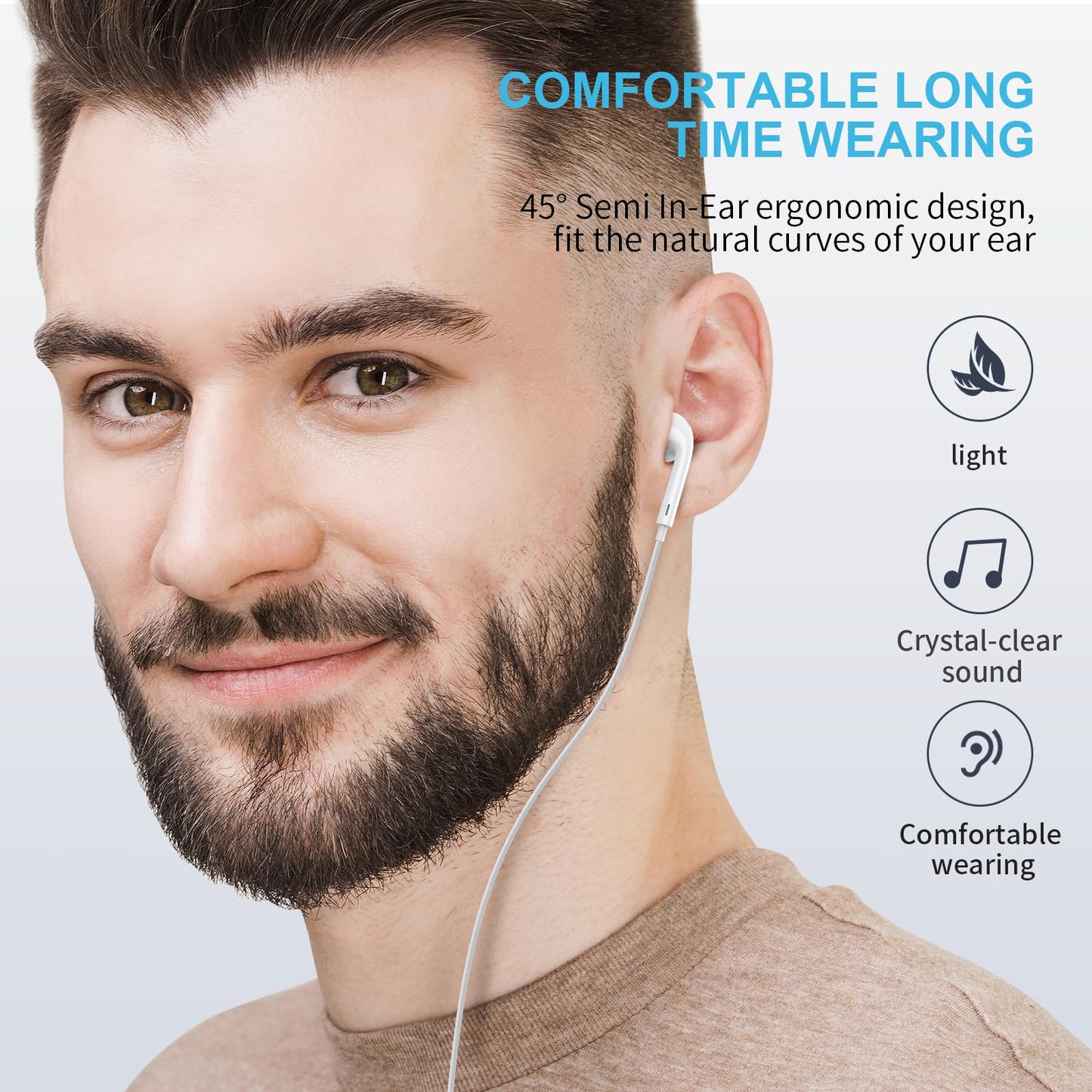 Wired Earbuds, [Clear Calls & No Noise] 3.5mm Headphones with Microphone in Ear Earphones HiFi Stereo Volume Control…