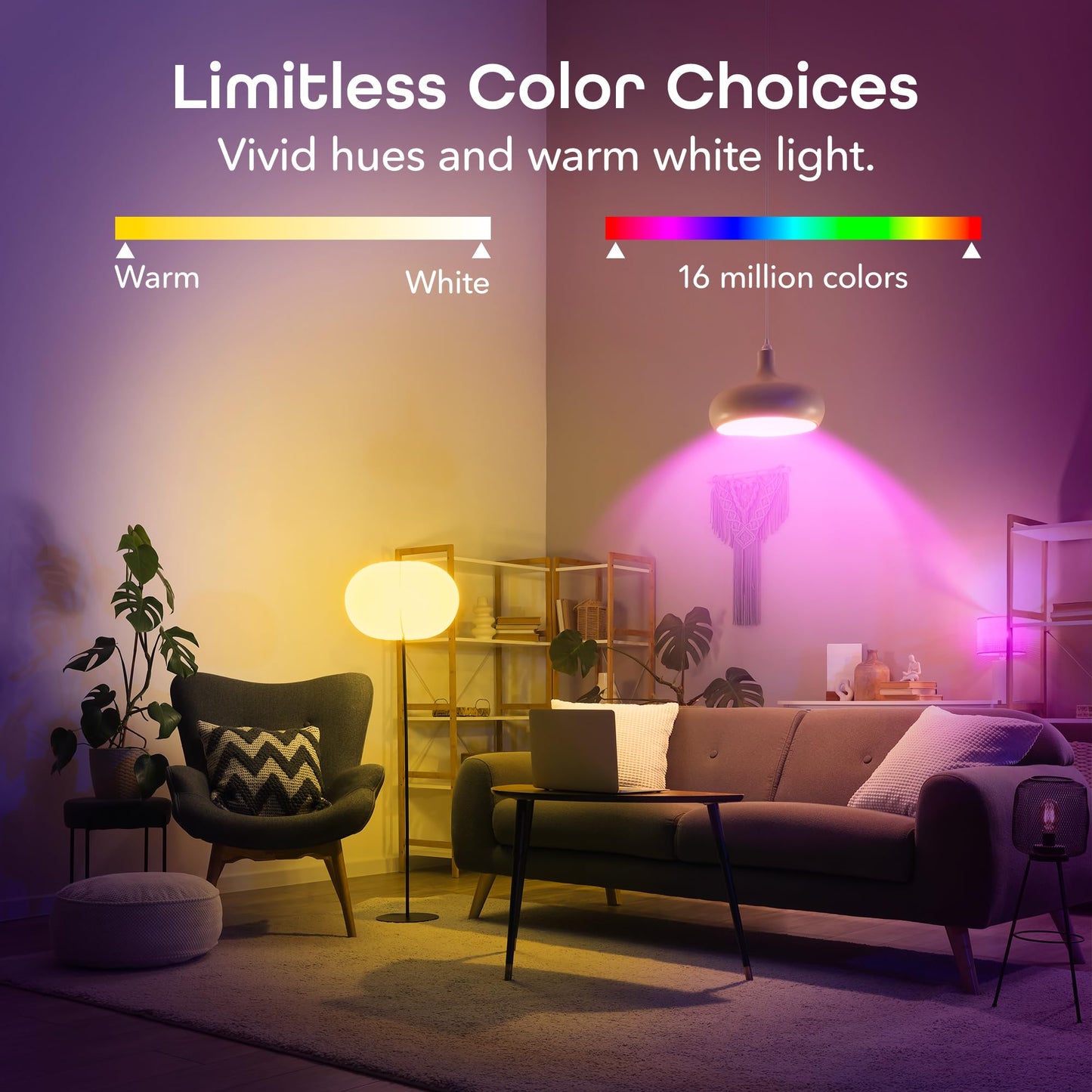 Geeni Prisma Smart Light Bulbs, Color Changing RGBW LED, 2700K, 2-Pack