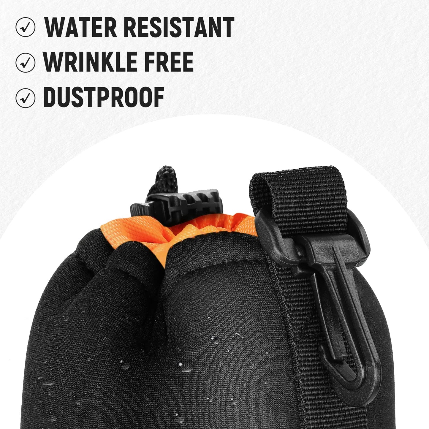 NEEWER Camera Lens Pouch (4 Packs, 4 Sizes) Thick Protective Bag with Drawstring Design, Orange Interior, Soft Plush Neoprene Bag for Sony, Canon