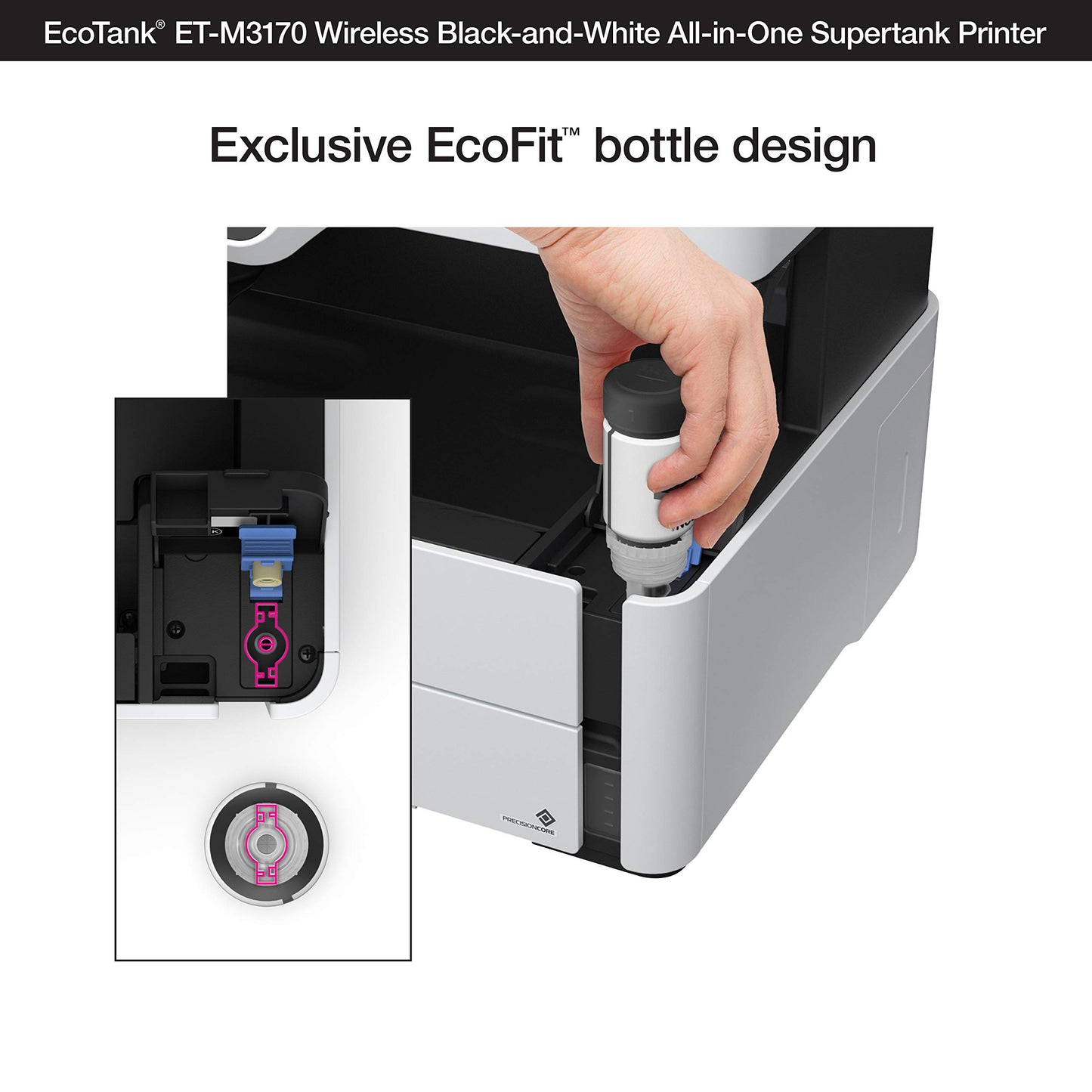 Epson EcoTank ET-M3170 Wireless Monochrome All-in-One Supertank Printer with ADF, Fax and Ethernet Plus 2 Years of Unlimited Ink*