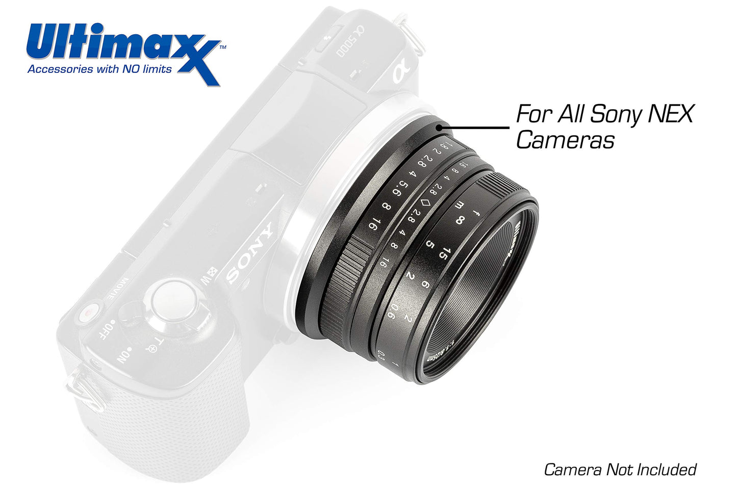 Ultimaxx 25mm f/1.8 Manual Lens Kit for Sony FS7, FS7M2, FS5, FS5M2K, a9, a99II, A7, A7II, A7R, A7SII, A7III, A7RIII, a6500, a6300, a6000, a5100