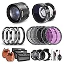 Neewer 58mm Lens and Filter Set: Wide Angle/2.2X Telephoto Additional Lens for 18mm-85mm APS-C Lens, (+1+2+4+10) Close Up Macro/ND/UV/CPL/FLD Filters