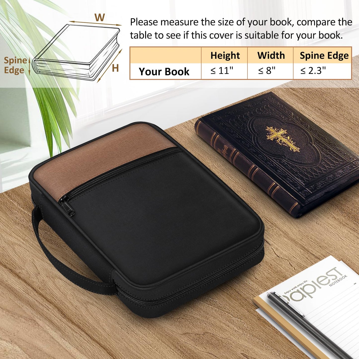 FINPAC Bible Cover, Carrying Book Case Bible Bag with Handle
