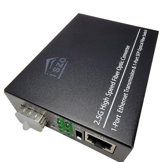 iszo 2.5G SFP Port Transceiver Media Converter,20km SM,RJ45 100M/1000M/2.5G Adaptive,Full/Half Duplex,Inside TTL Port ,Also Work 2.5G/1G GPON SFP ONU