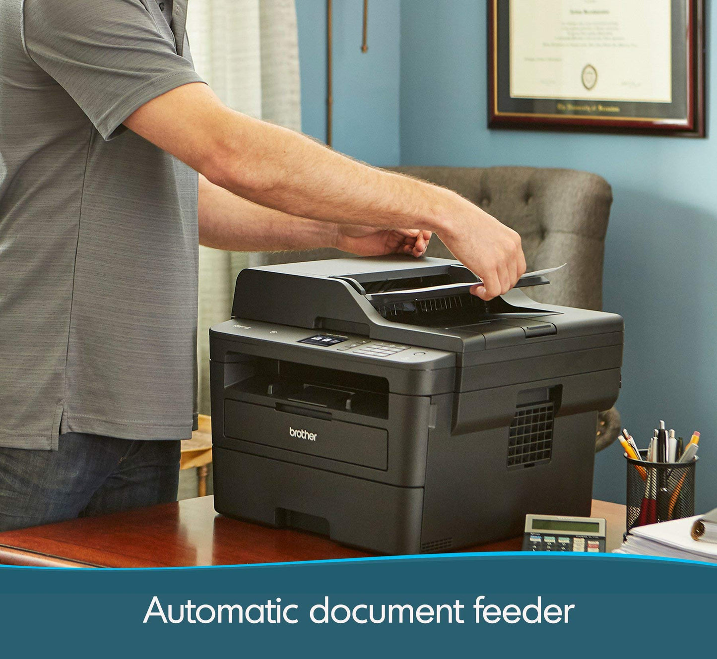Brother MFC L2750DW Monochrome Laser Printer All-in-One with Wireless, Auto 2 Sided Printing, Print Scan Copy, 2400 x 600 dpi, 36ppm, 250 Sheet, 30
