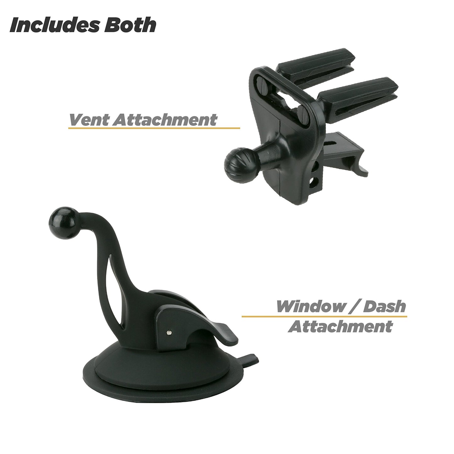 Scosche HDVM Universal 3-in-1 Vent/Windshield/Dashboard Cell Phone Holder Car Mount, Suction Cup Phone Mount with Vent Clip, Compatible with iPhone
