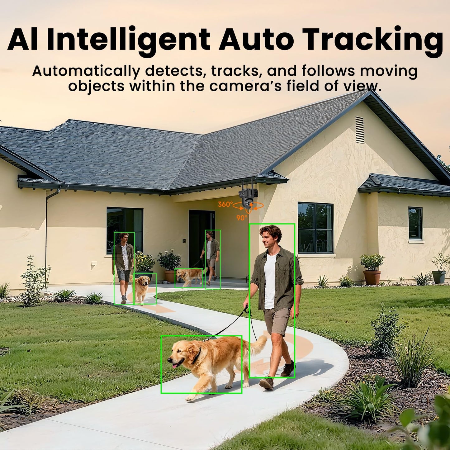 VeryFocal Dual-Lens 180+° FOV Home Wireless Outdoor Security Camera with AI Tracking, 6MP QHD 360° PTZ, WiFi 6 Dual Band, 24/7 Continuous Record
