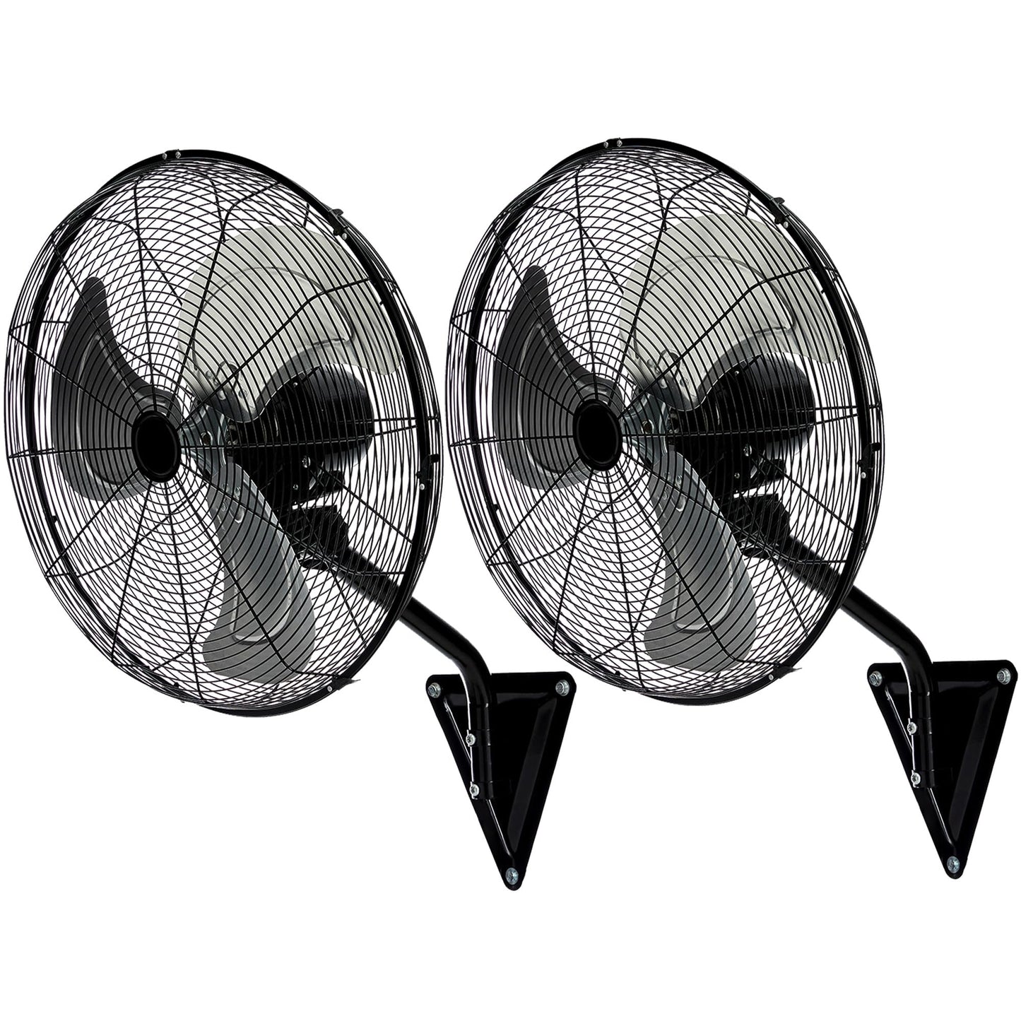 2 Pack 20" Industrial Wall Mount Fan, High Velocity 7100 CFM Metal Fan with 3 Speed Control, Adjustable Tilt, Heavy Duty Cooling Oscillating Fan