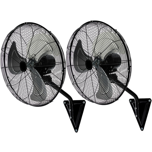 2 Pack 20" Industrial Wall Mount Fan, High Velocity 7100 CFM Metal Fan with 3 Speed Control, Adjustable Tilt, Heavy Duty Cooling Oscillating Fan