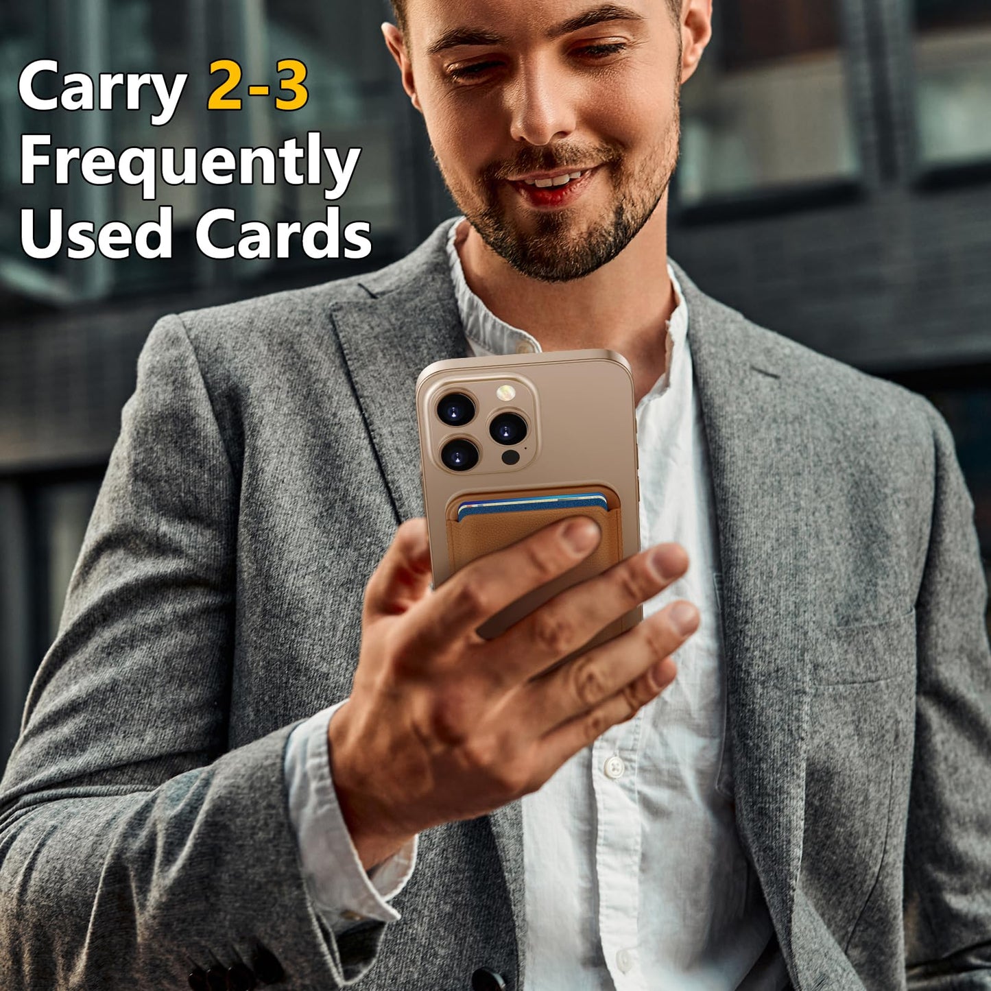 Homstect Compatible with MagSafe Wallet, Magnetic Phone Wallet 3 Cards Holder, 23 Magnets, Credit Card RFID Blocking, Slim Leather, Magnetic Wallets