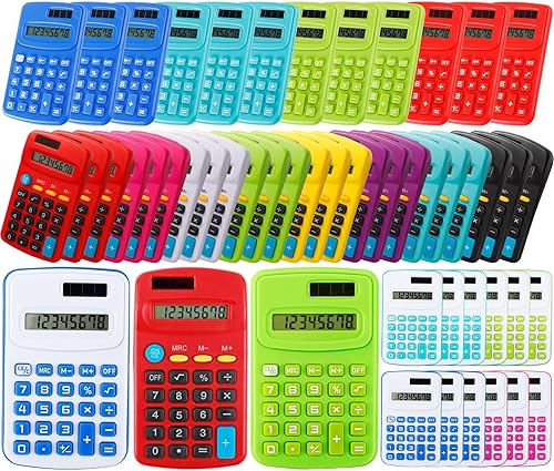 Gabotrie 48 Pcs Pocket Calculator,8 Digit Display Solar Battery Dual Power Desktop Calculators,Pocket Size Basic Calculators,Mini Calculator