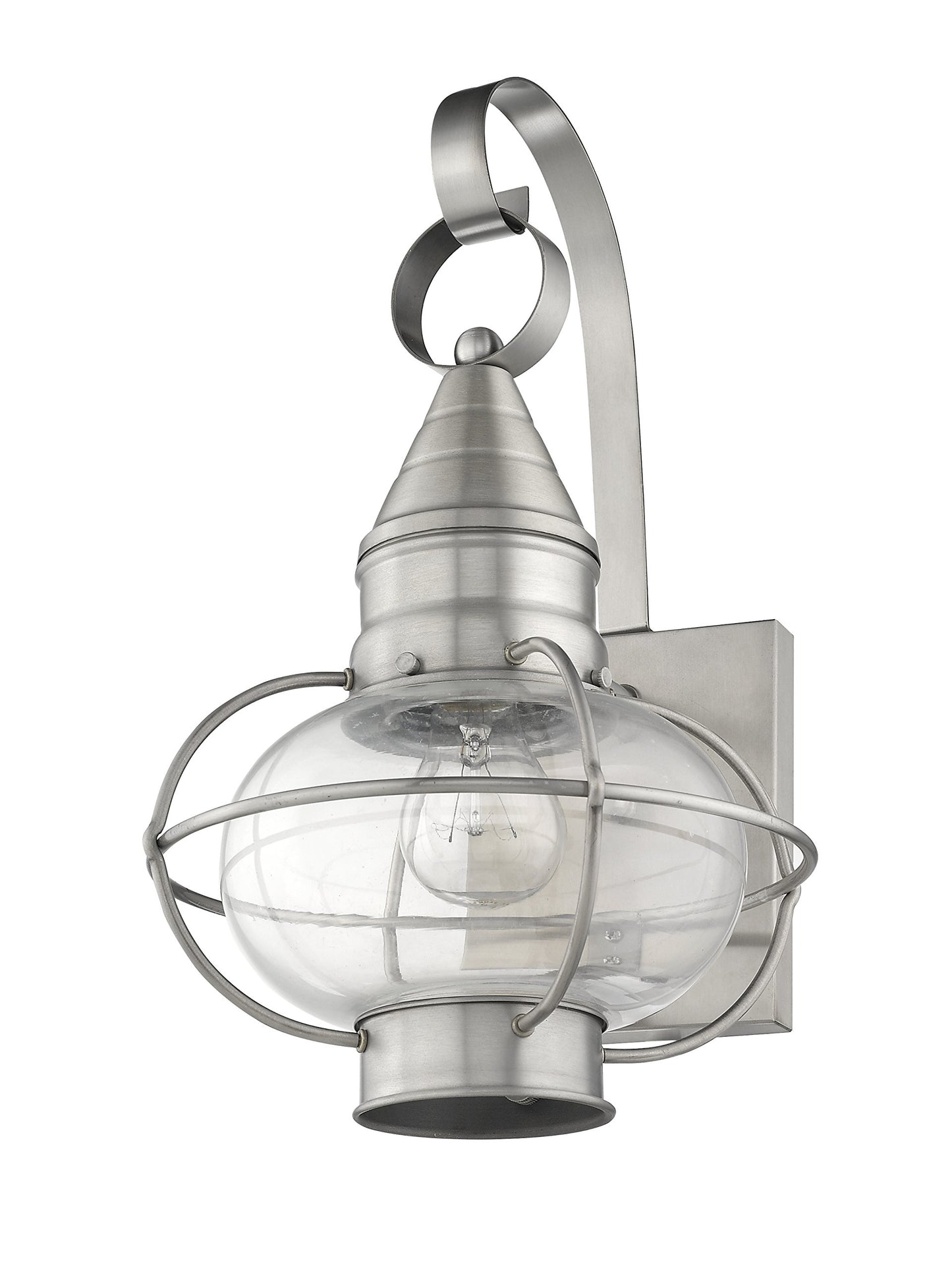 Livex Lighting 26901-91 Transitional One Light Outdoor Wall Lantern from Newburyport Collection in Pwt, Nckl, B/S, Slvr. Finish, Brushed Nickel