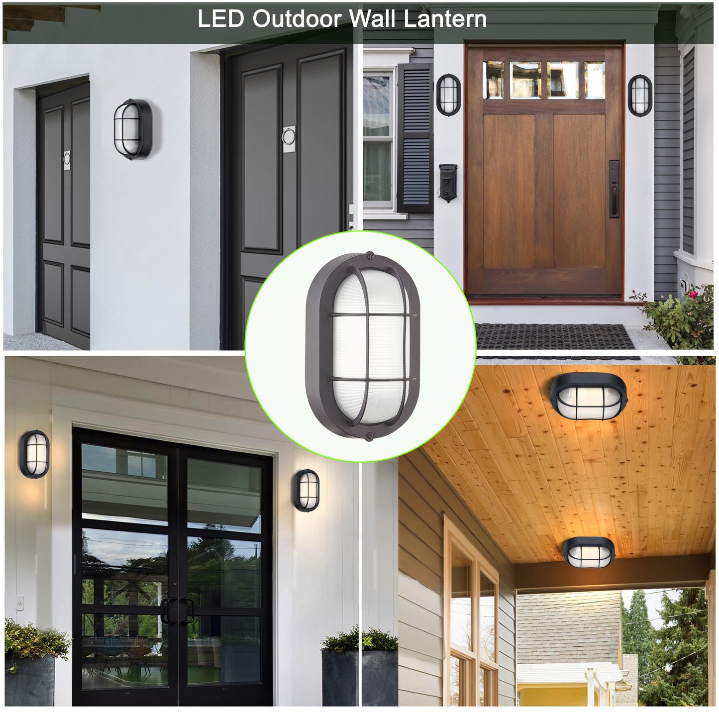 WISBEAM LED Bulkhead Light, Outdoor LED Wall Light for House, Dimmable, 6W Replace 60W, 450 Lumen 3000K Daylight White 80CRI, Waterproof, ETL Rated