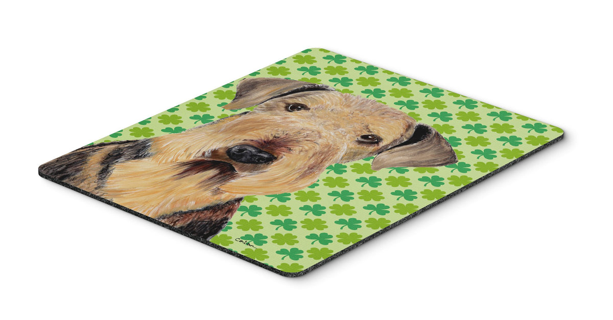 Caroline's Treasures SC9293MP Airedale St. Patrick's Day Shamrock Portrait Mouse Pad, Hot Pad or Trivet for Home Office Gaming Working Computers