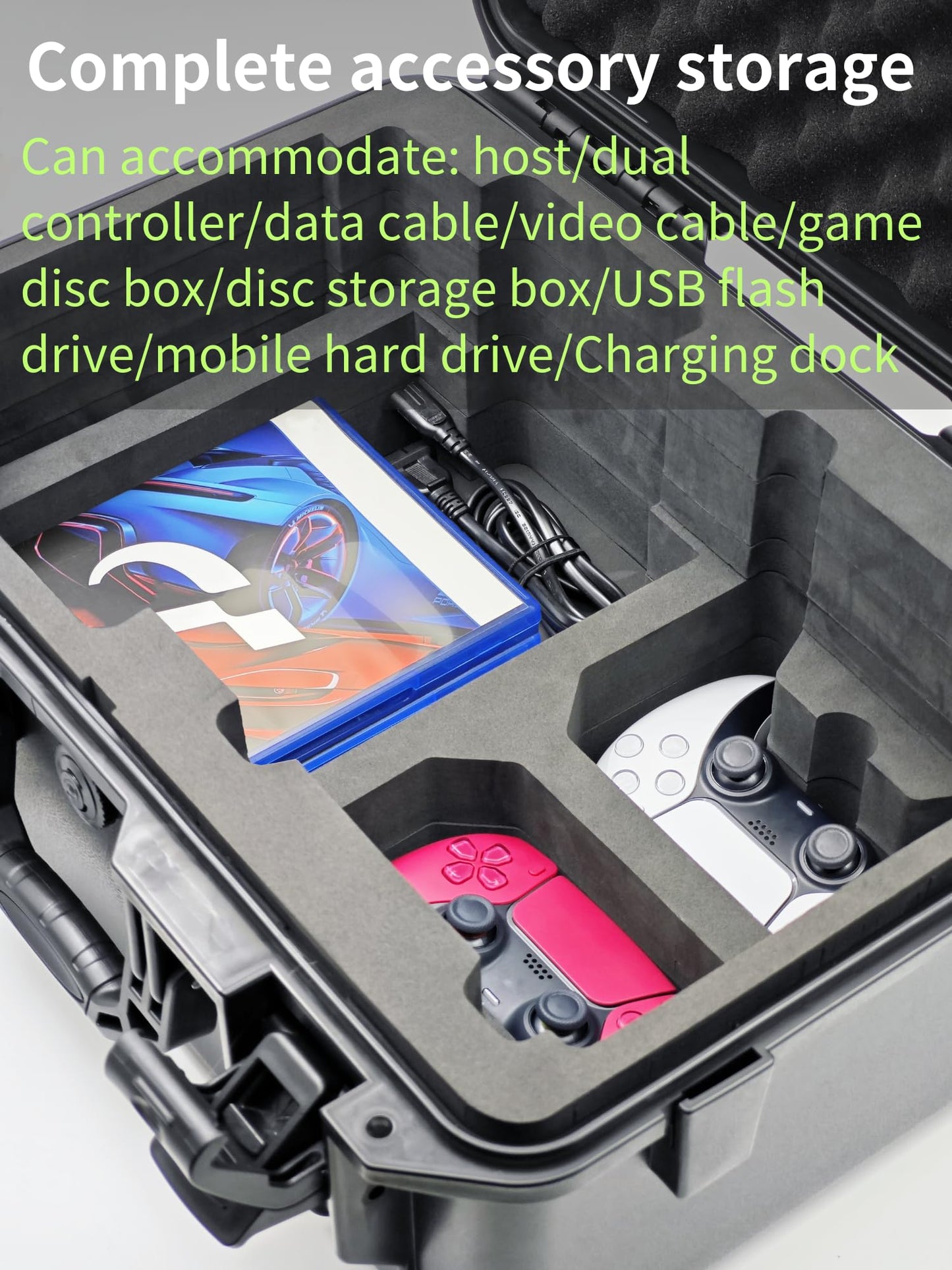 Hard Shell Travel Case Compatible with PlayStation 5 Pro Console, Controllers,Accessories-Waterproof PS5 Pro Carrying Case with Customized Foam