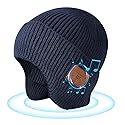 Bluetooth Beanie Hat with Headphones, Wireless Winter Hat Built-in Microphone and Stereo Speakers (Navy Blue)
