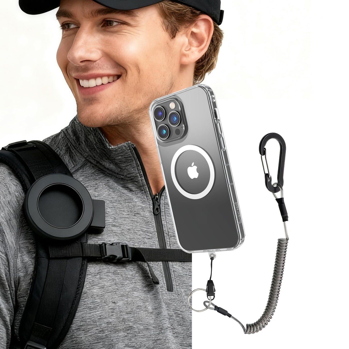 EZHIZHEYU Magnetic Cellphone Holder for Backpack Strap and Shoulder Strap,Use As Hiking/Climbing/Outdoor Phone Holder and Ensures Your Phone is Safe