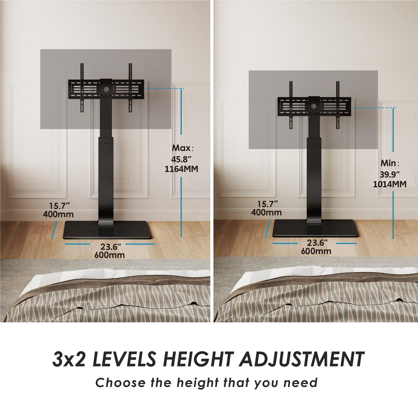 FITUEYES Swivel Floor TV Stand with Mount for TVs 37 43 50 55 60 65 70 75 Inch LCD LED Flat/Curved Screens Universal Swivel Televisions TV Mount Stand