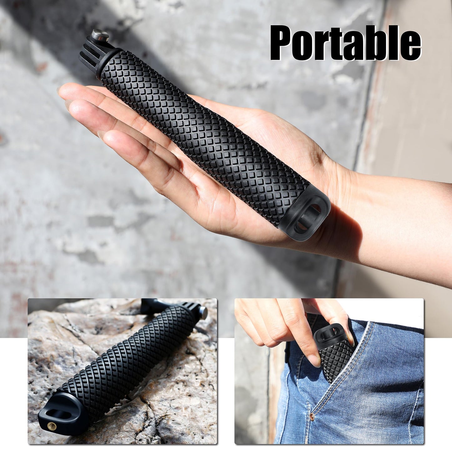 SOONSUN 23'' Short Extension Selfie Stick Compact Hand Grip Waterproof Monopod Pole for GoPro Hero 13 12 11 10 9 8 7 6 5 4, Fusion, Session, Insta360