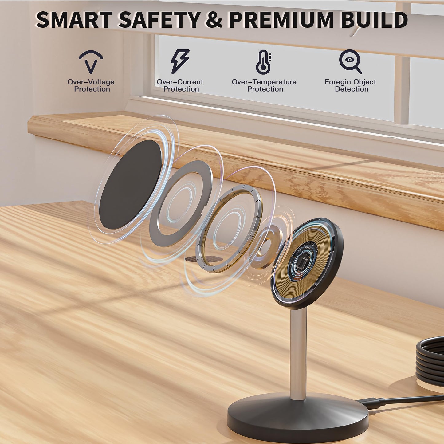Magnetic Wireless Charging Station,25W Fast Charger 6FT Mag safe Wireless Station Pad,Magnetic Mag-Safe 360° Charger Stand for iPhone 17/17 Pro/Air/17