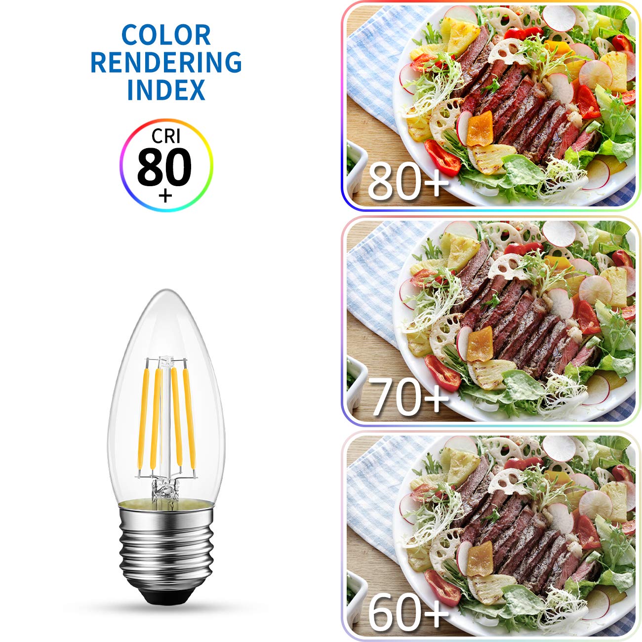 ANWIO E26 Candelabra LED Bulb Dimmable, 2700K B11 Candle Light Bulb, 800LM