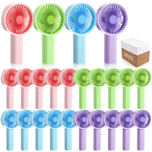 Mudder 24 Pcs Mini Handheld Fan Bulk Colorful Small Personal Portable Fan Eyelash Makeup for Women Wedding Travel Office Home Indoor Outdoor, No