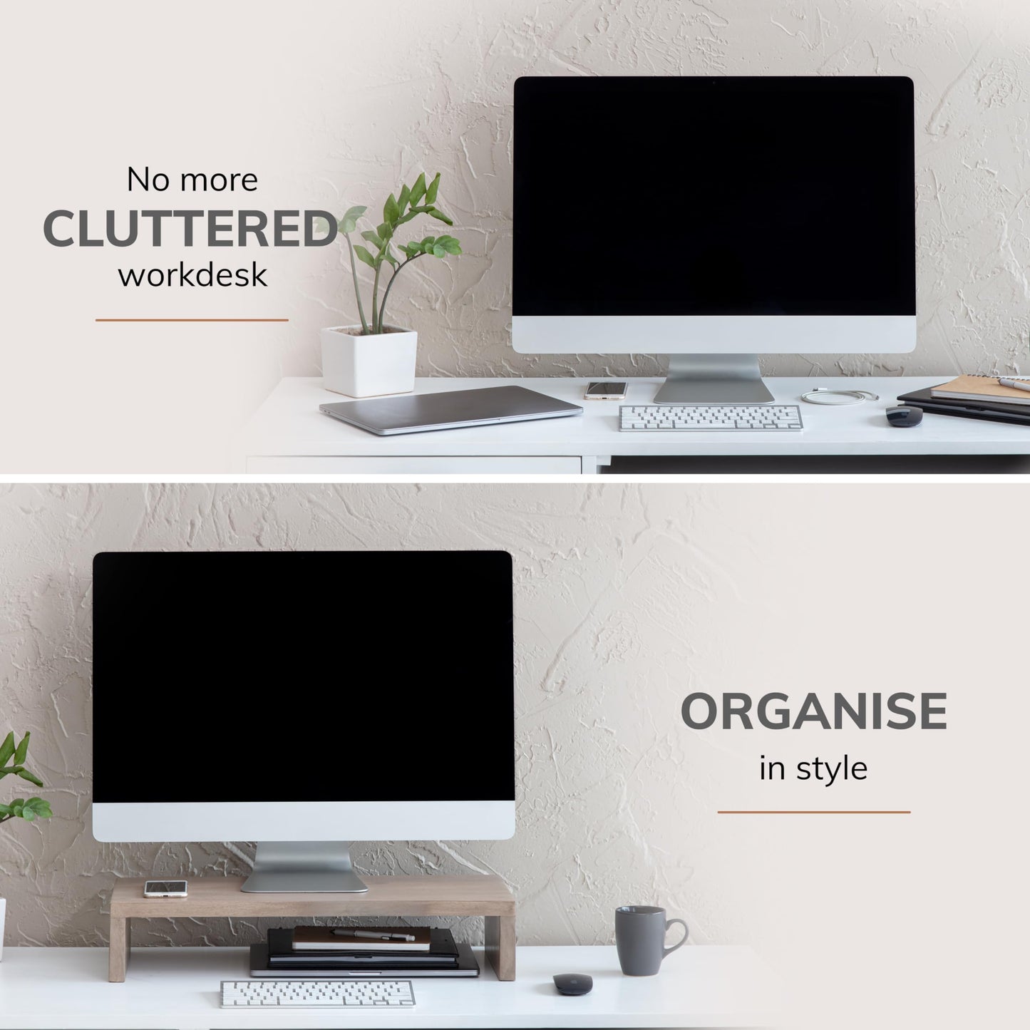 Anji Mountain Wooden Monitor Stand - Elegant Monitor Riser, Perfect Monitor Stand for Desk Organization, Durable Wood Construction monitor stands