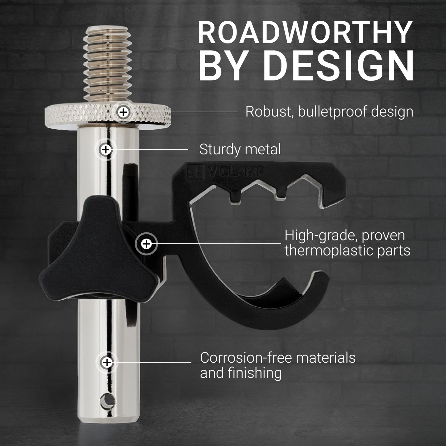 sE Electronics V Clamp Drum Microphone Mount - Compact Drum Mic Clip with Height & Rotation Adjustability - Fast & Easy Setup & Tear-Down Within