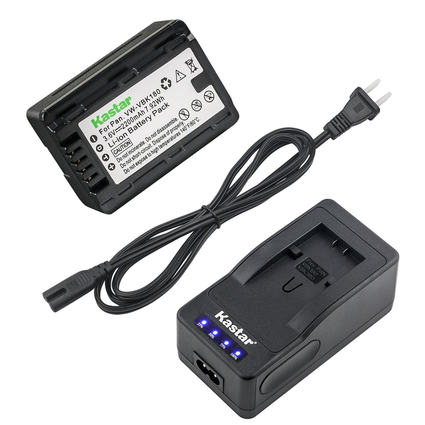 Kastar LED Super Fast Charger & Battery Replacement for Panasonic VW-VBK180 HC-V700 HDC-HS60 HS80 SD40 SD60 SD80 SD90 SDX1H TM40 TM41 TM55 TM80 TM90