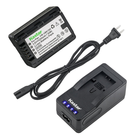 Kastar LED Super Fast Charger & Battery Replacement for Panasonic VW-VBK180 HC-V700 HDC-HS60 HS80 SD40 SD60 SD80 SD90 SDX1H TM40 TM41 TM55 TM80 TM90