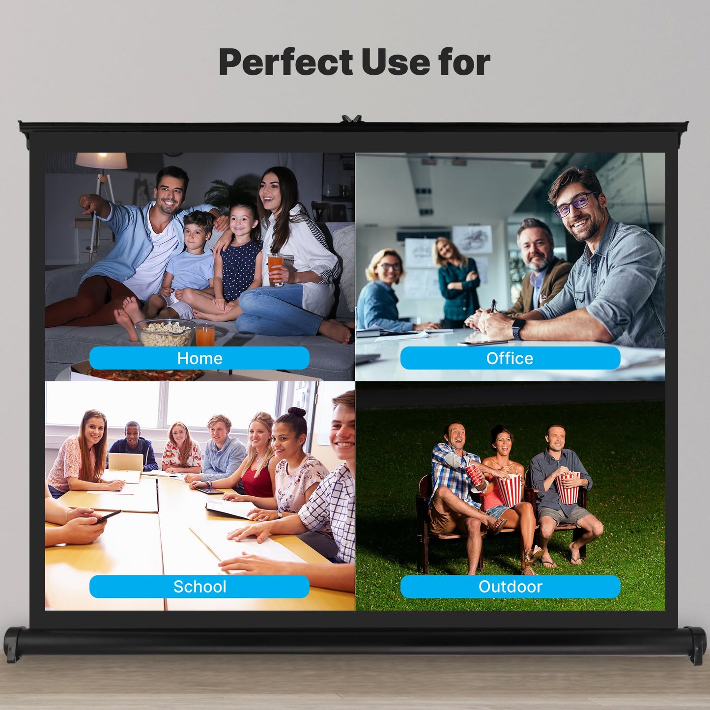 Pyle 50" Inch Portable Projector Screen - Portable Floor Standing, Manual Retractable Pull-Out Style, Mobile Movie Screen, Home Theater Cinema Wedding