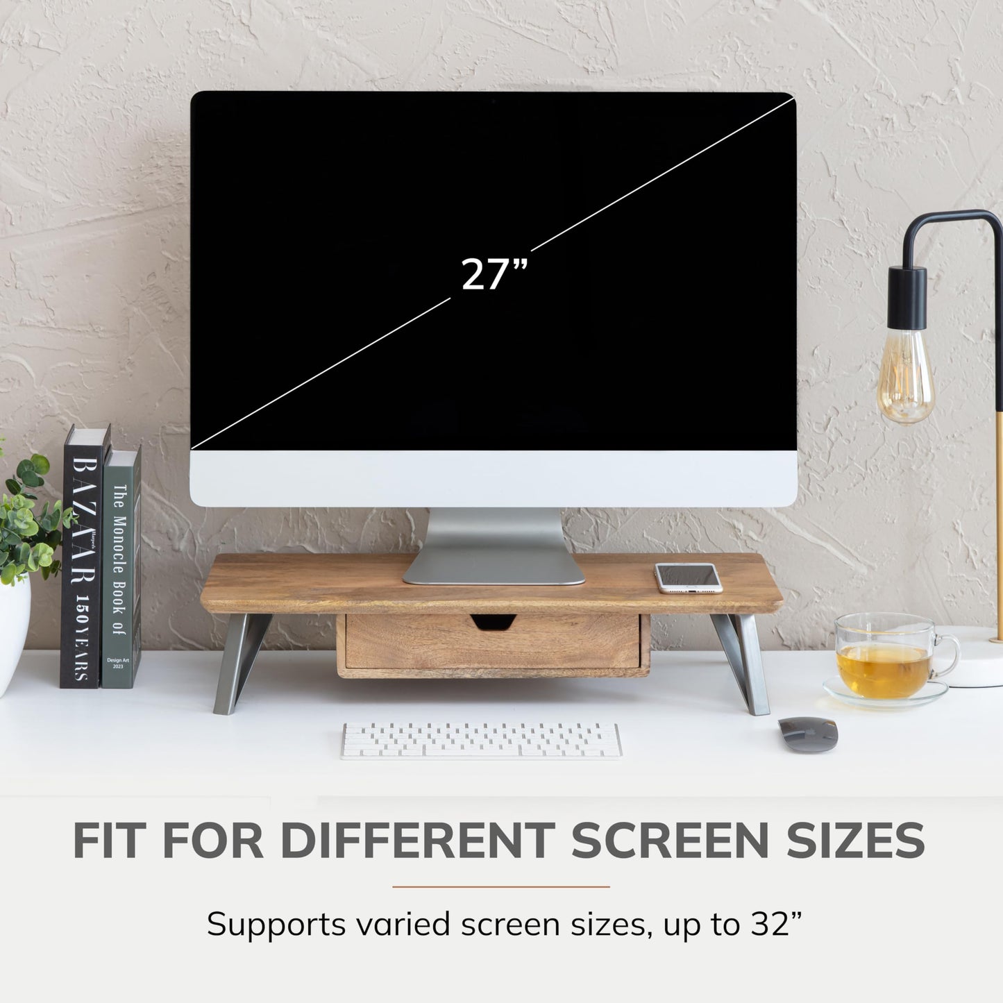 Anji Mountain Monitor Stand - Desktop Organizer & Laptop Riser, Ergonomic Monitor Riser, Space-Saving Monitor Stand for Desk, Durable Construction