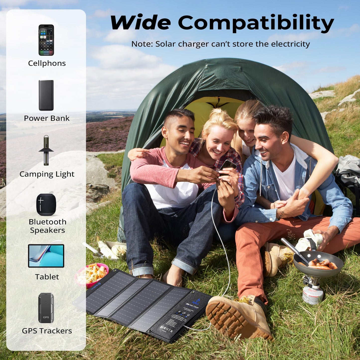 BigBlue 28W Solar Panel Charger with Dual USB-C and USB-A, Portable Solar Phone Charger for Camping, Hiking, Backpacking, Emergency Solar Charger
