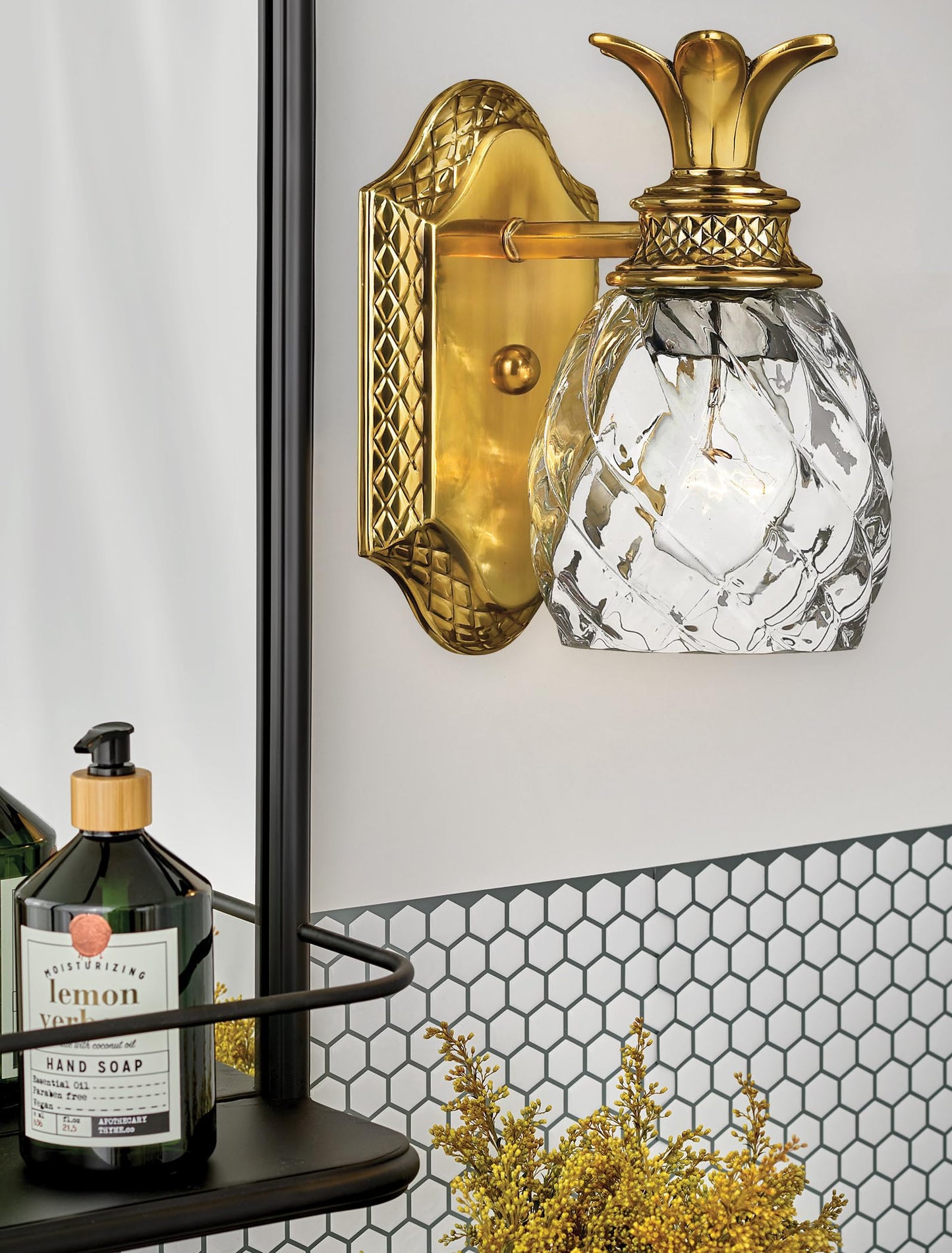 Hinkley Plantation Tropical One Light Bathroom Vanity Fixture, Burnished Brass