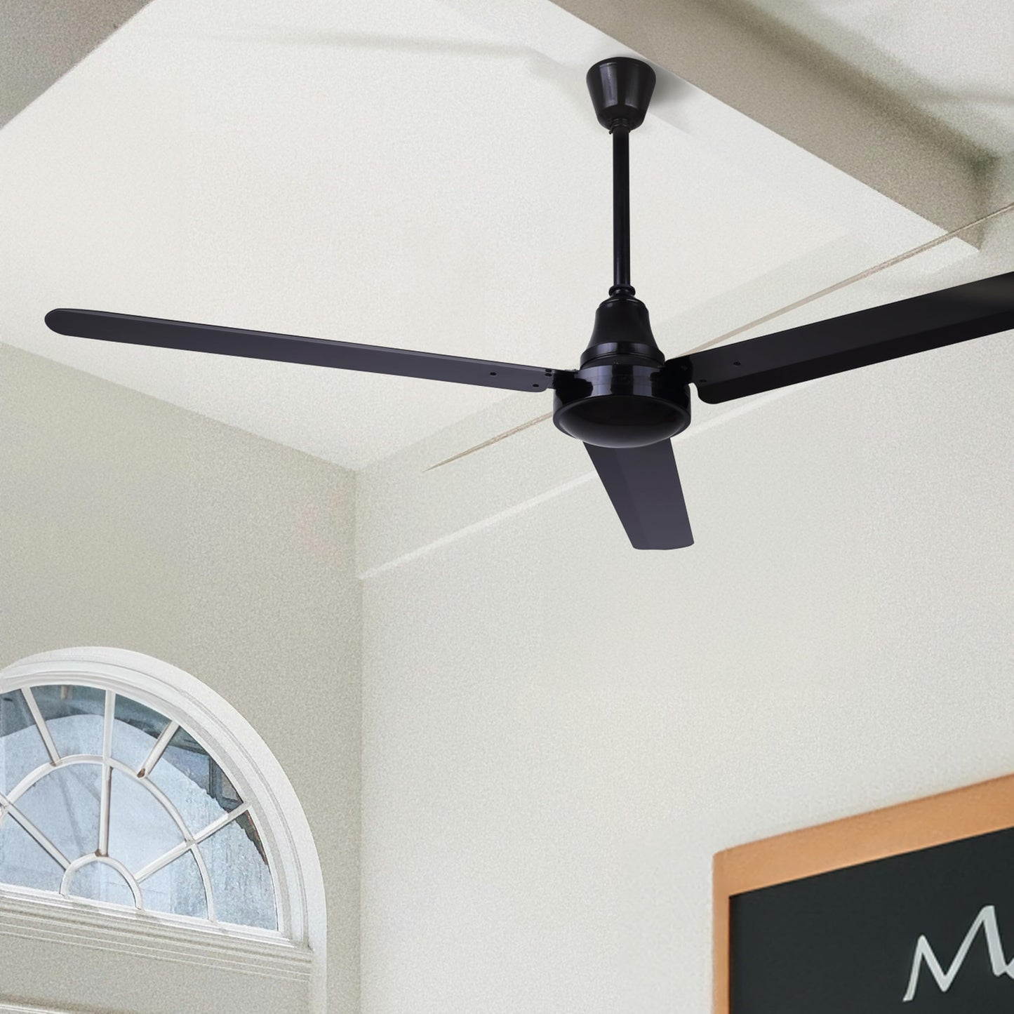 Canarm 60" Black Weatherproof Industrial Ceiling Fan - High-Performance DC Motor - Wall Control - Ideal for Outdoor Patios, Warehouses & Gyms