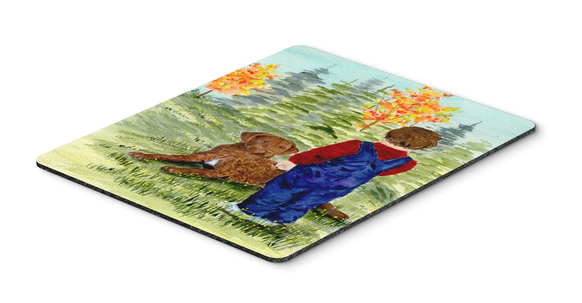 Caroline's Treasures SS8547MP Little boy with his Chesapeake Bay Retriever Mouse Pad, Hot Pad or Trivet for Home Office Gaming Working Computers