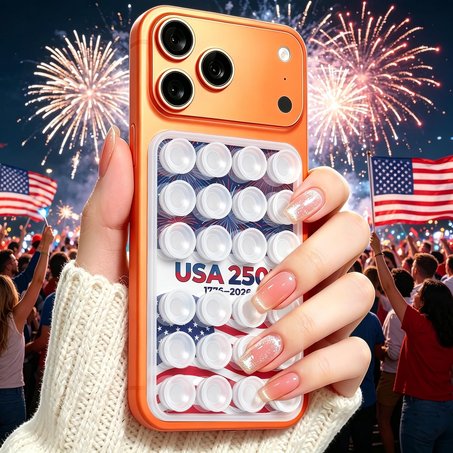 250th Anniversary USA Gift for Him/Her - Anteel OG Silicone Suction Cup Phone Adhesive Mount - Hands-Free Sticky Phone Holder - Strong Suction Grip
