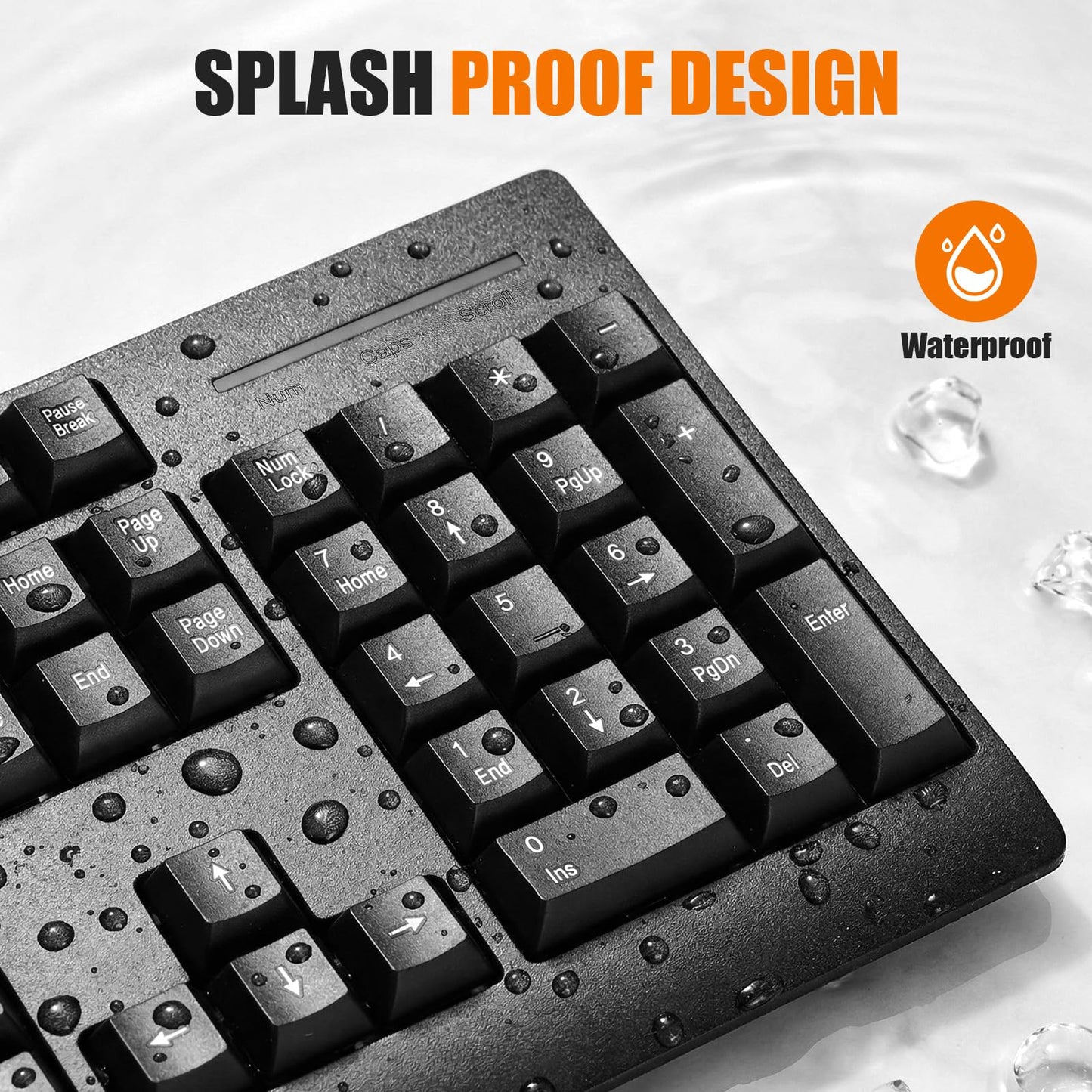 Wireless Computer Keyboard And Mouse Combo with Palm Rest, Large Number Pad, LED Indicators?2.4Ghz Ergonomic, Foldable Stands,Anti-Wear Letters Full